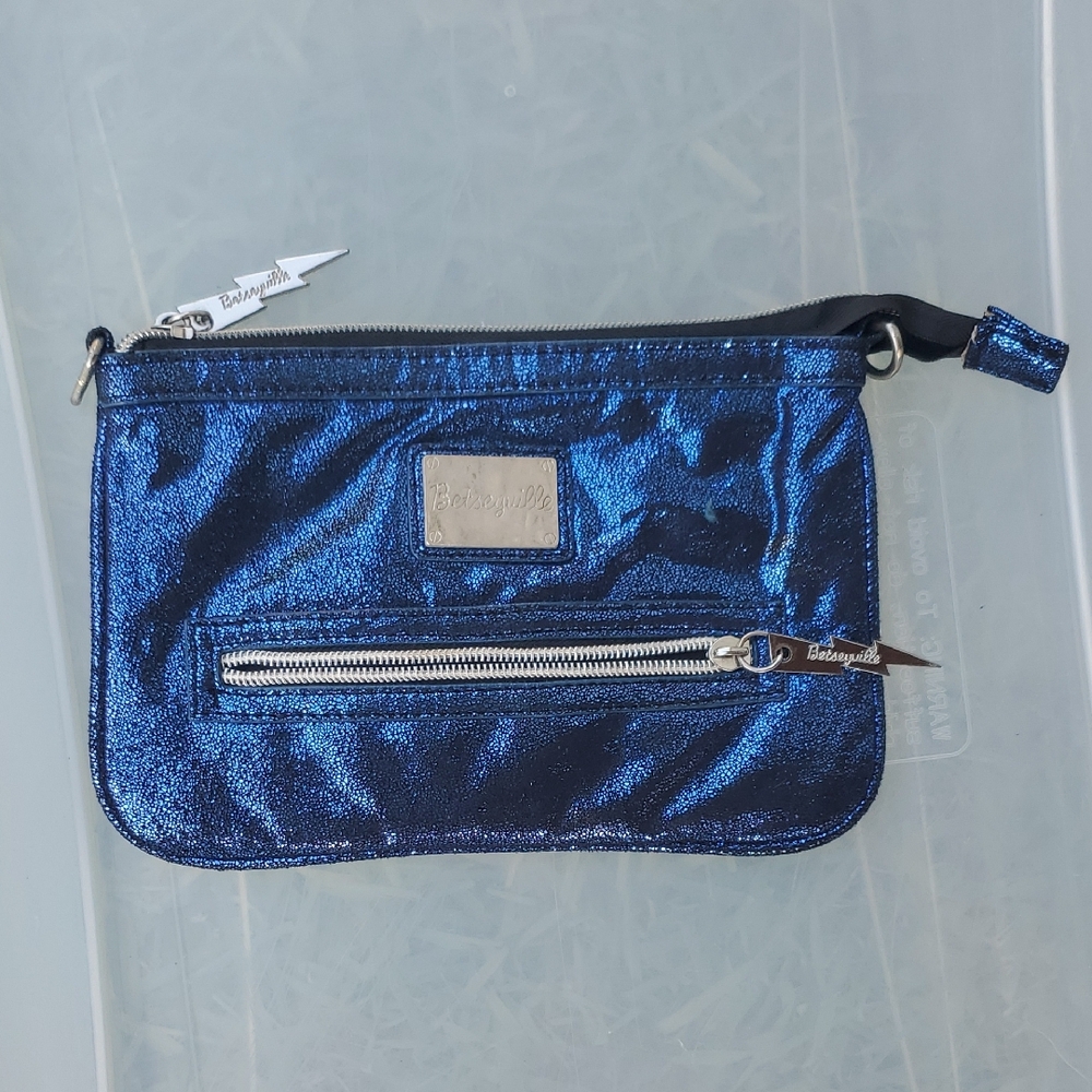 Betsey Johnson Blue Metallic Clutch